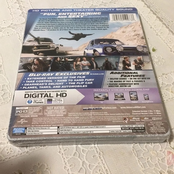 🆕 NIP Fast  Furious 6 (Blu-ray/DVD, 2013, 2-Disc Set, Includes Digital Copy... - Picture 3 of 3